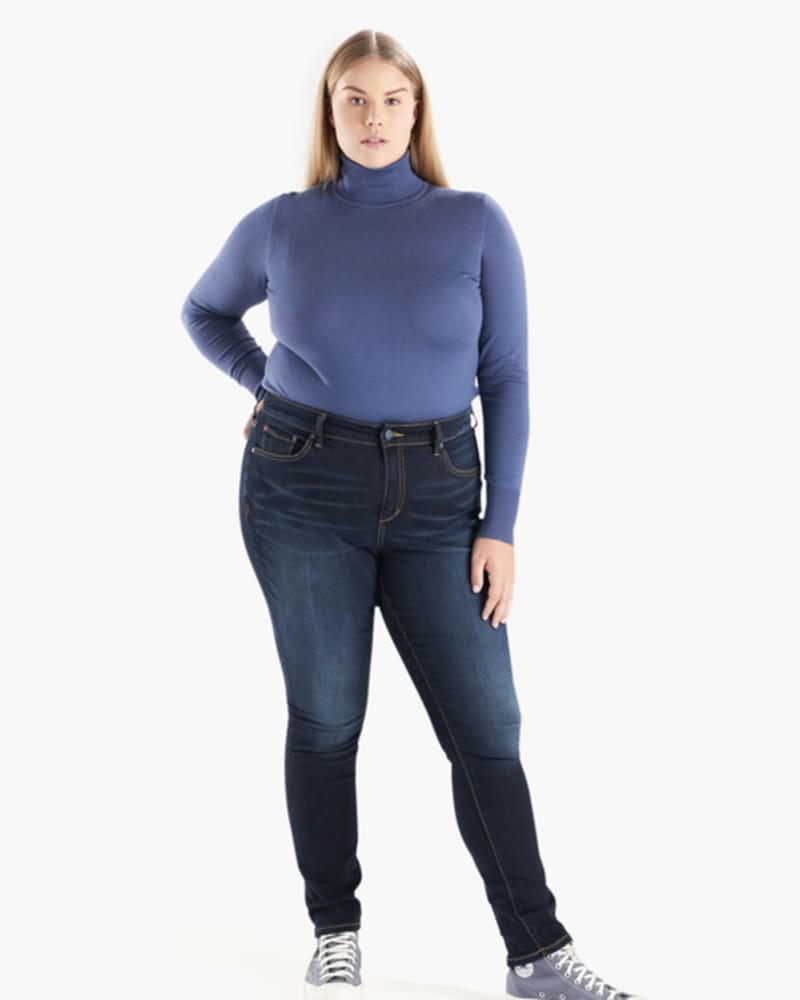 Front of a model wearing a size 14 Dara High Rise Skinny Jean in TENLEY by Slink Jeans. | dia_product_style_image_id:255867
